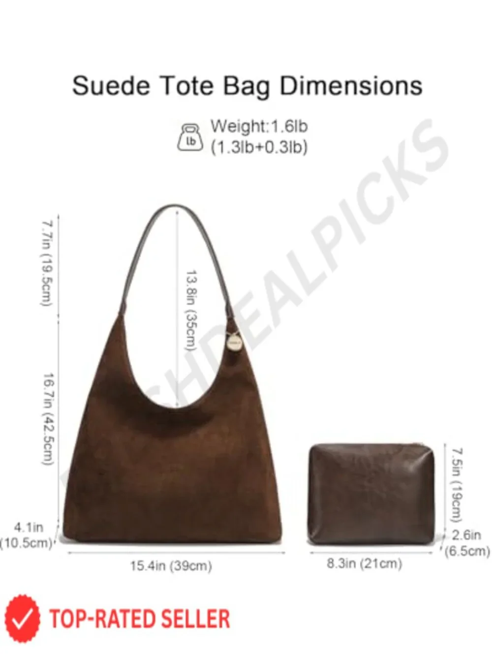 Faux Suede Hobo Bag for Women Slouchy Tote